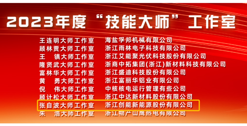 荣耀时刻——创能股份“新创焦点大师工作室”被授予2023年度“技能大师”工作室